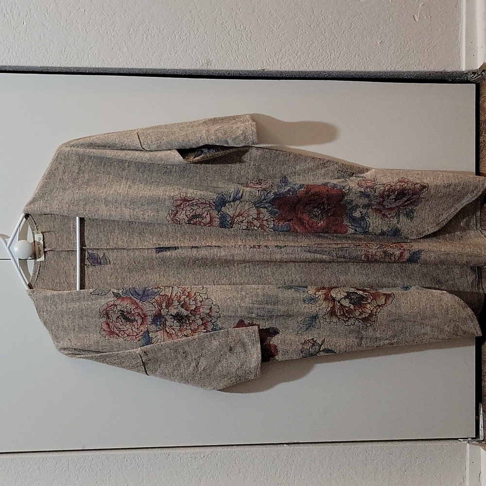 Tan Floral cardigan. Size S